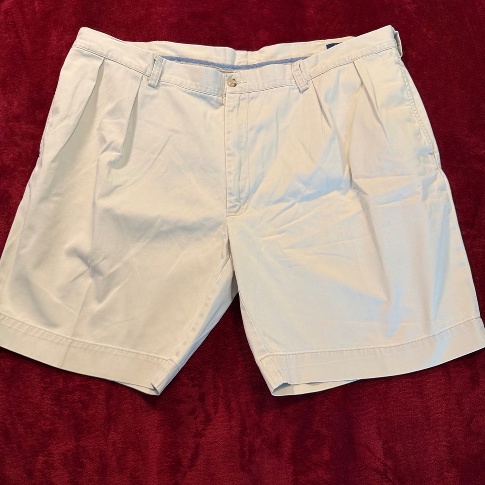 Polo‎ Ralph Lauren Mens Classic Fit Pleated 9" Shorts Khaki Tan Size 42 Cotton